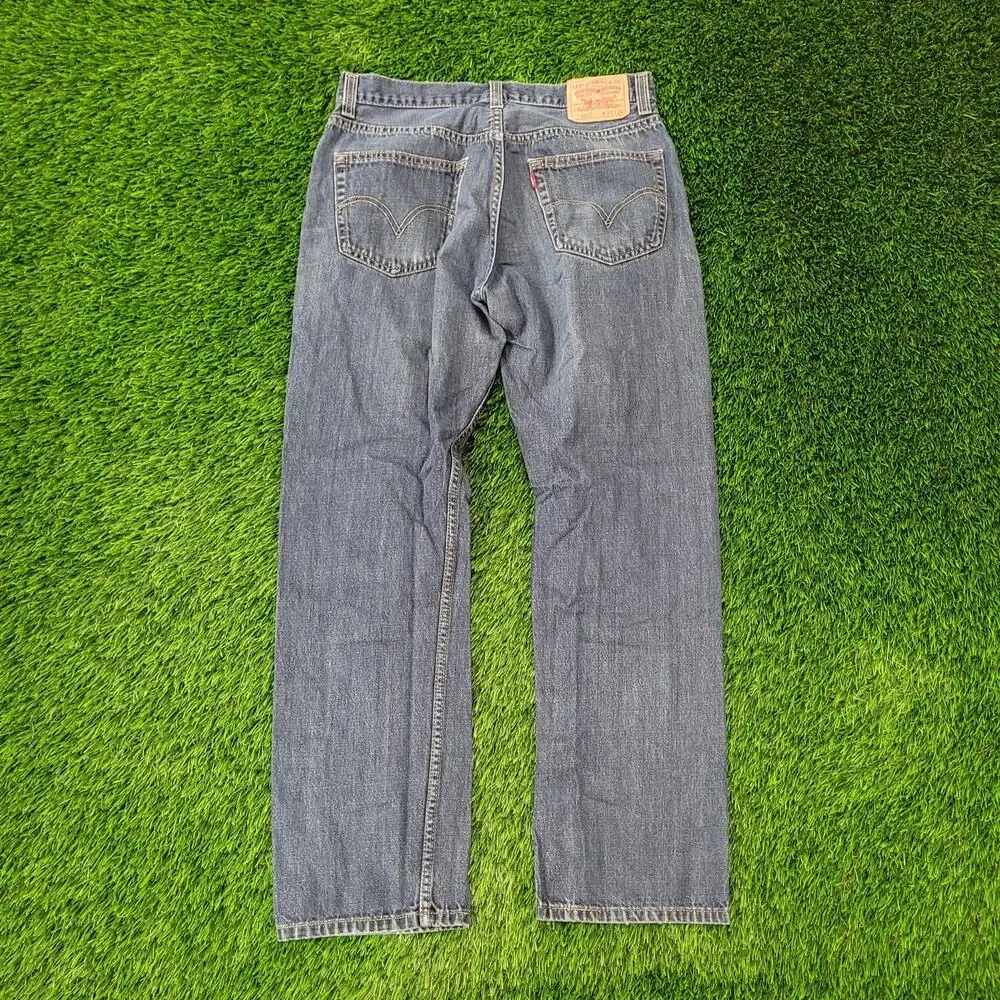 LEVIS 505 Jeans 32x31 Straight Faded Medium-Wash Whiskered